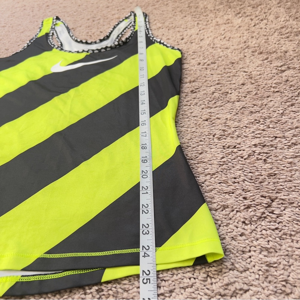 Nike Pro DRI-FIT Black Yellow Striped Fitted Athletic Tank Top Women’s Size S - Picture 10 of 11
